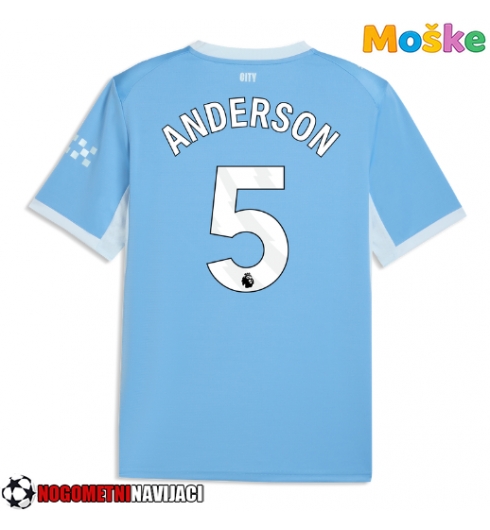 Moške Nogometnih dresov Manchester City Elliot Anderson #5 Domači 2026-27 Kratki rokavi Moške Nogometnih dresov Manchester City Elliot Anderson #5 Domači 2026-27 Kratki rokavi